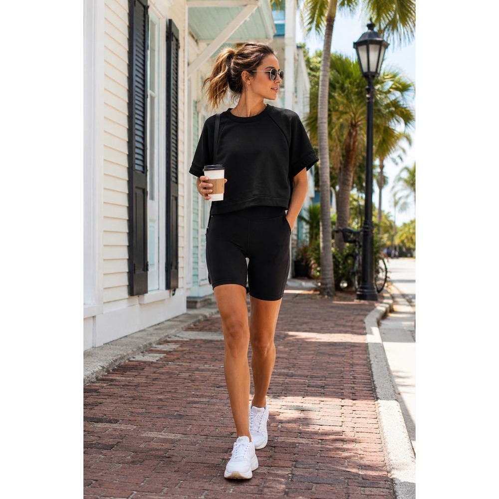 Under Armour‎ Women's Loose Fit Scuba Knit Cropped Sweatshirt Top Black Medium